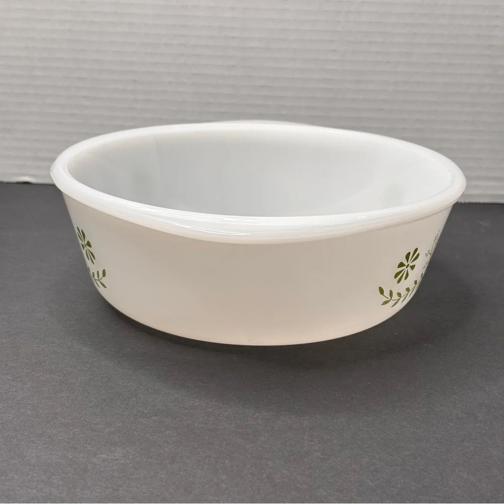Vintage Glasbake 1 1/2 Qt Green Daisy Round Casserole Baking Dish #J2600 - Picture 4 of 13